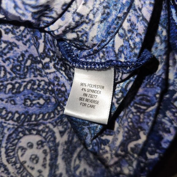 Dana Buchman Womens Blue Paisley Print Top W/ Side Tie Detail 1X - Picture 7 of 8